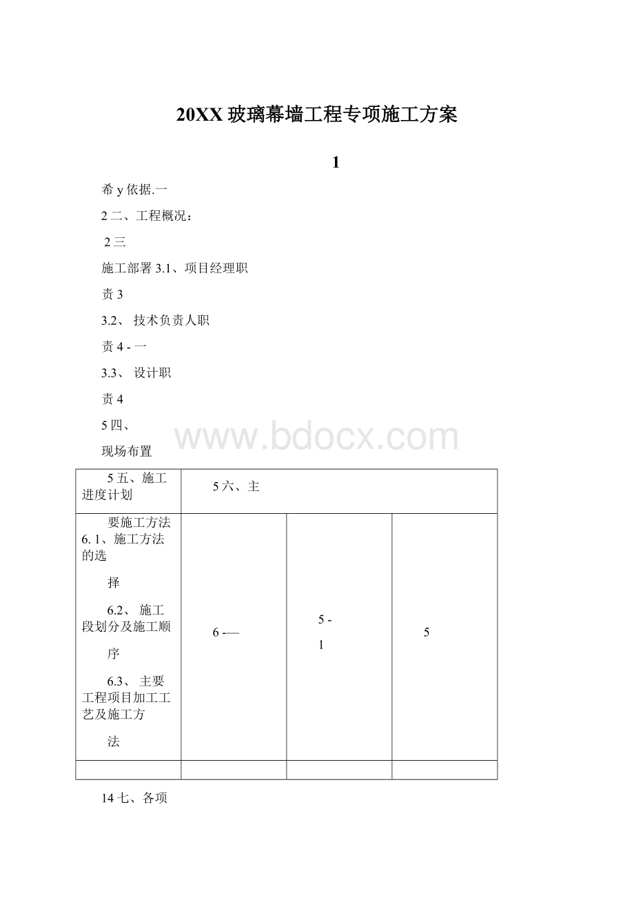 20XX玻璃幕墙工程专项施工方案Word文件下载.docx_第1页