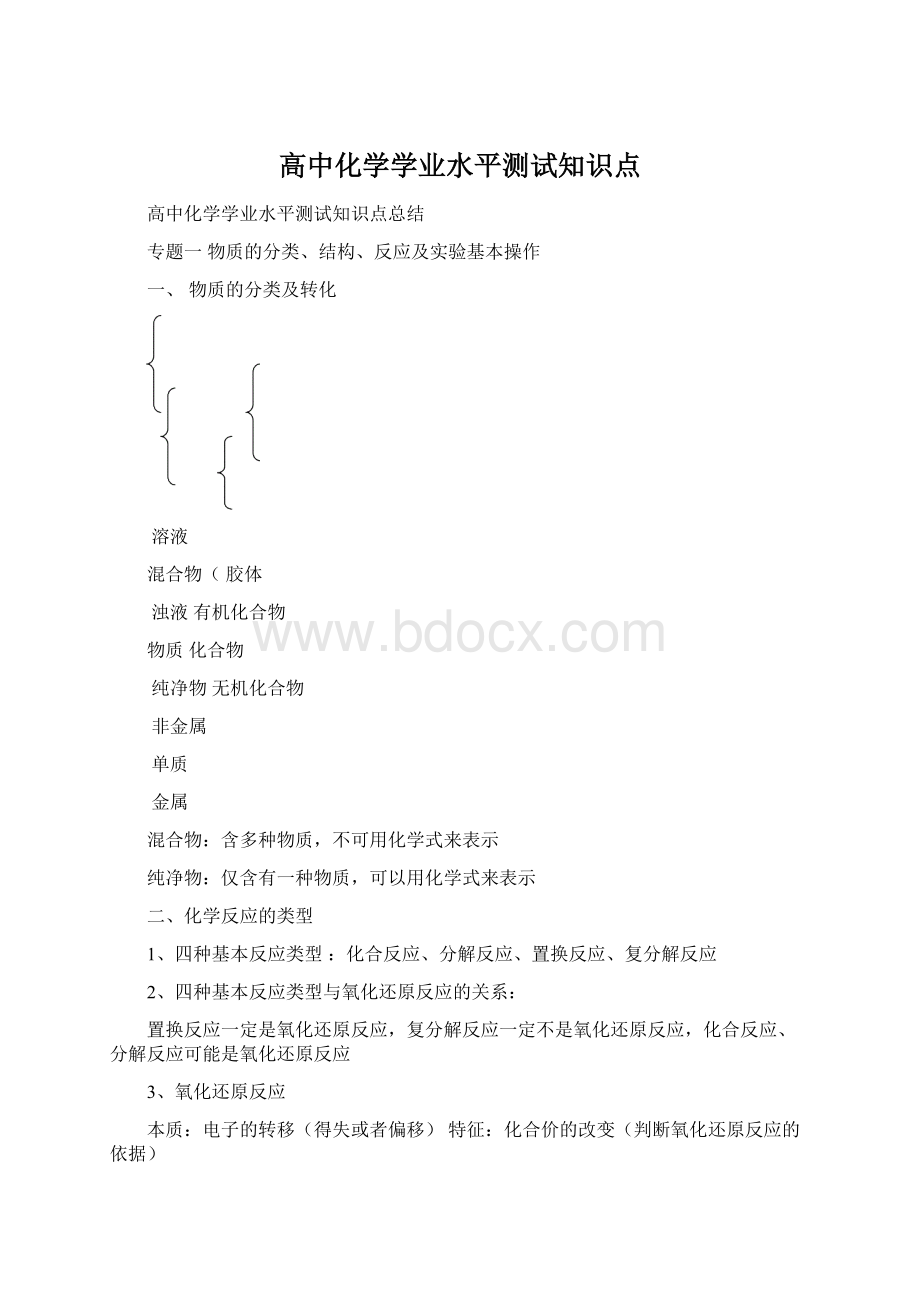 高中化学学业水平测试知识点.docx