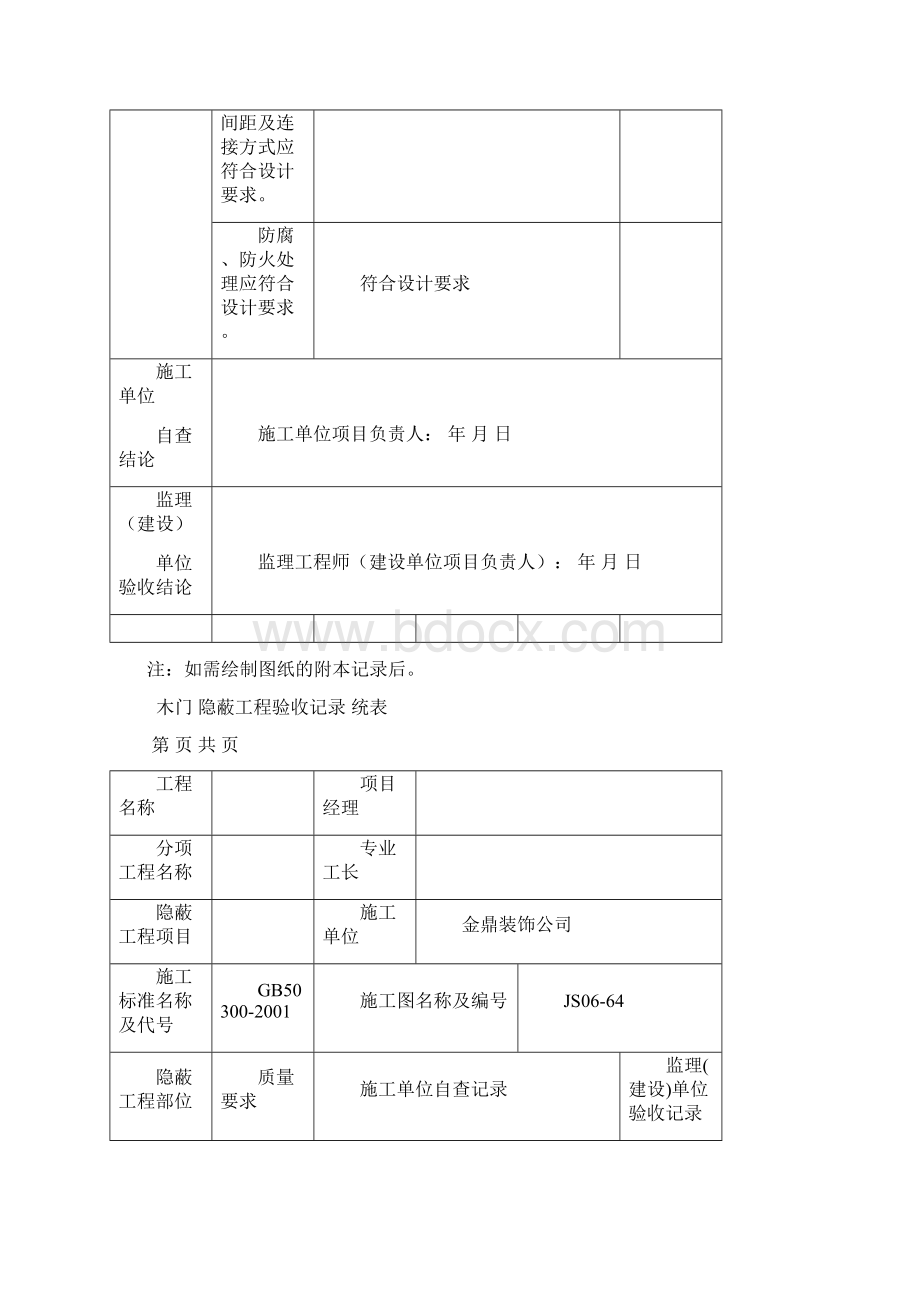 隐蔽工程验收记录统表暗龙骨吊顶Word文档下载推荐.docx_第2页