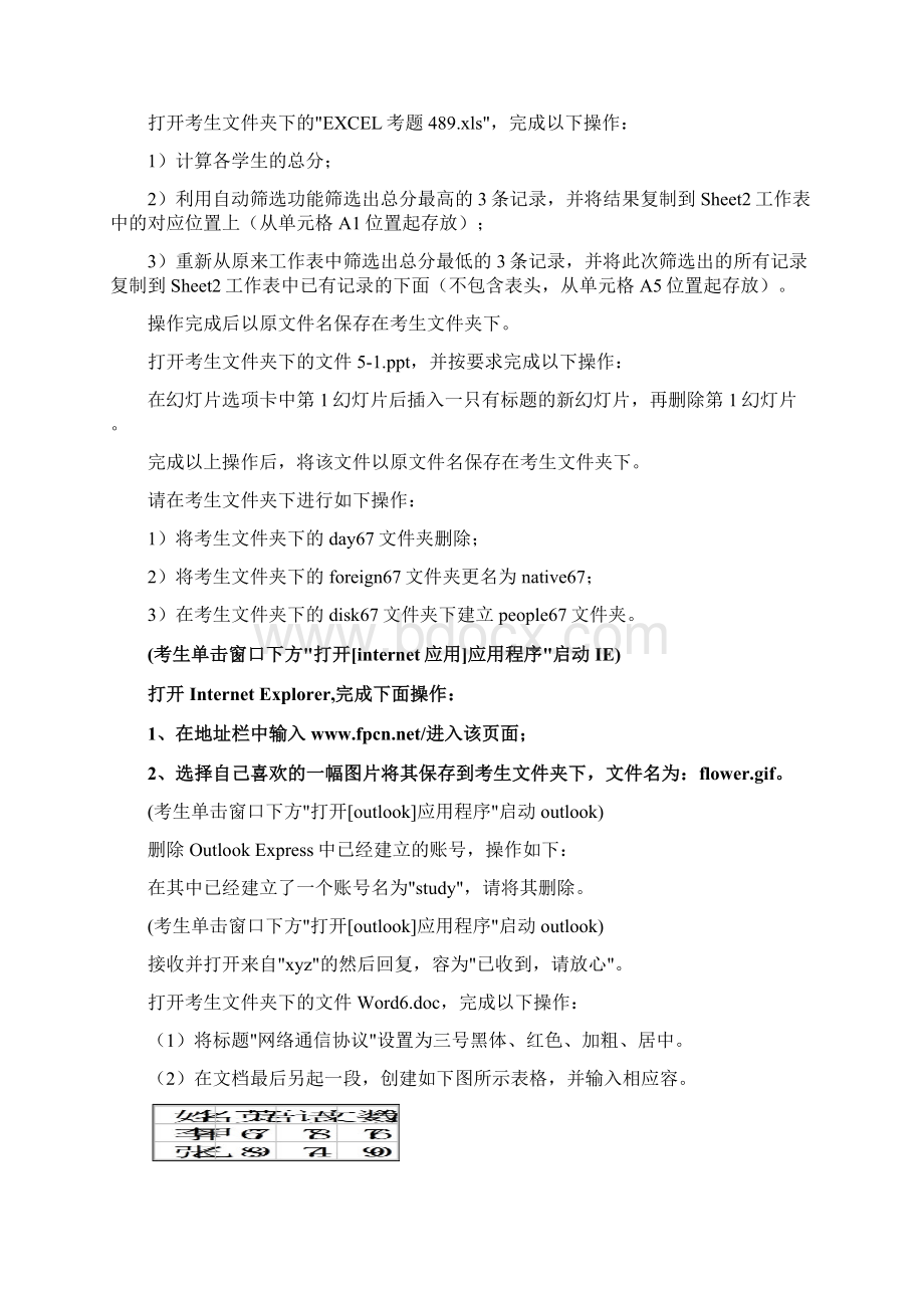 计算机统考操作练习题Word文档格式.docx_第3页