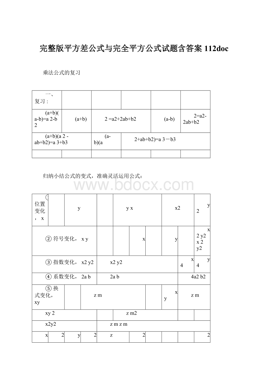 完整版平方差公式与完全平方公式试题含答案112doc.docx