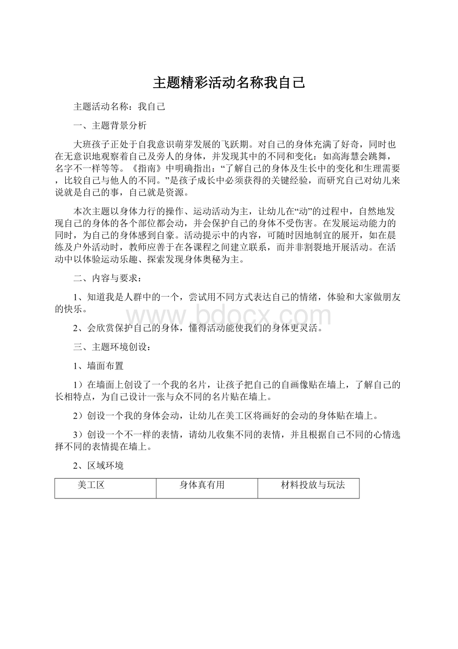 主题精彩活动名称我自己文档格式.docx