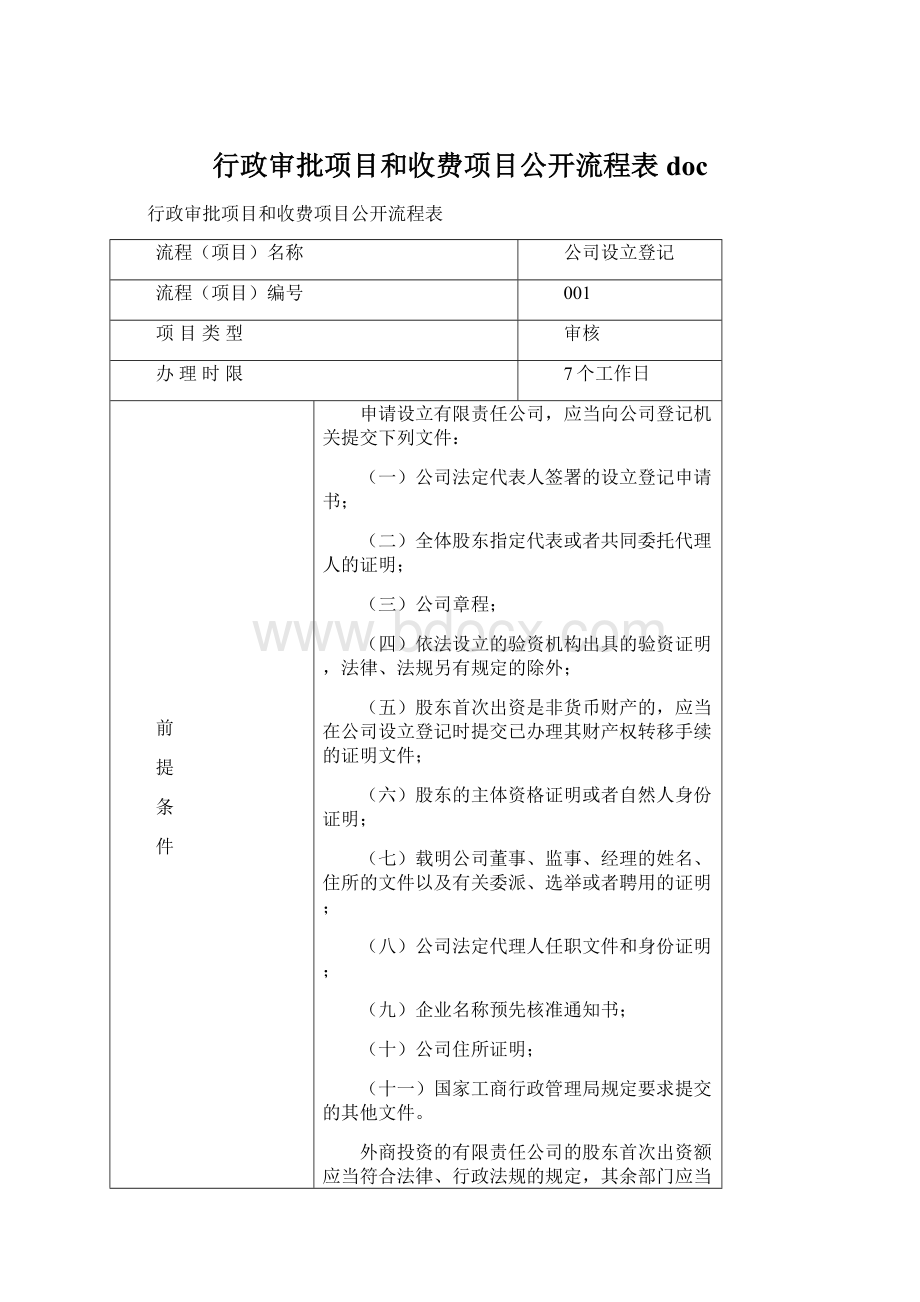 行政审批项目和收费项目公开流程表doc.docx_第1页