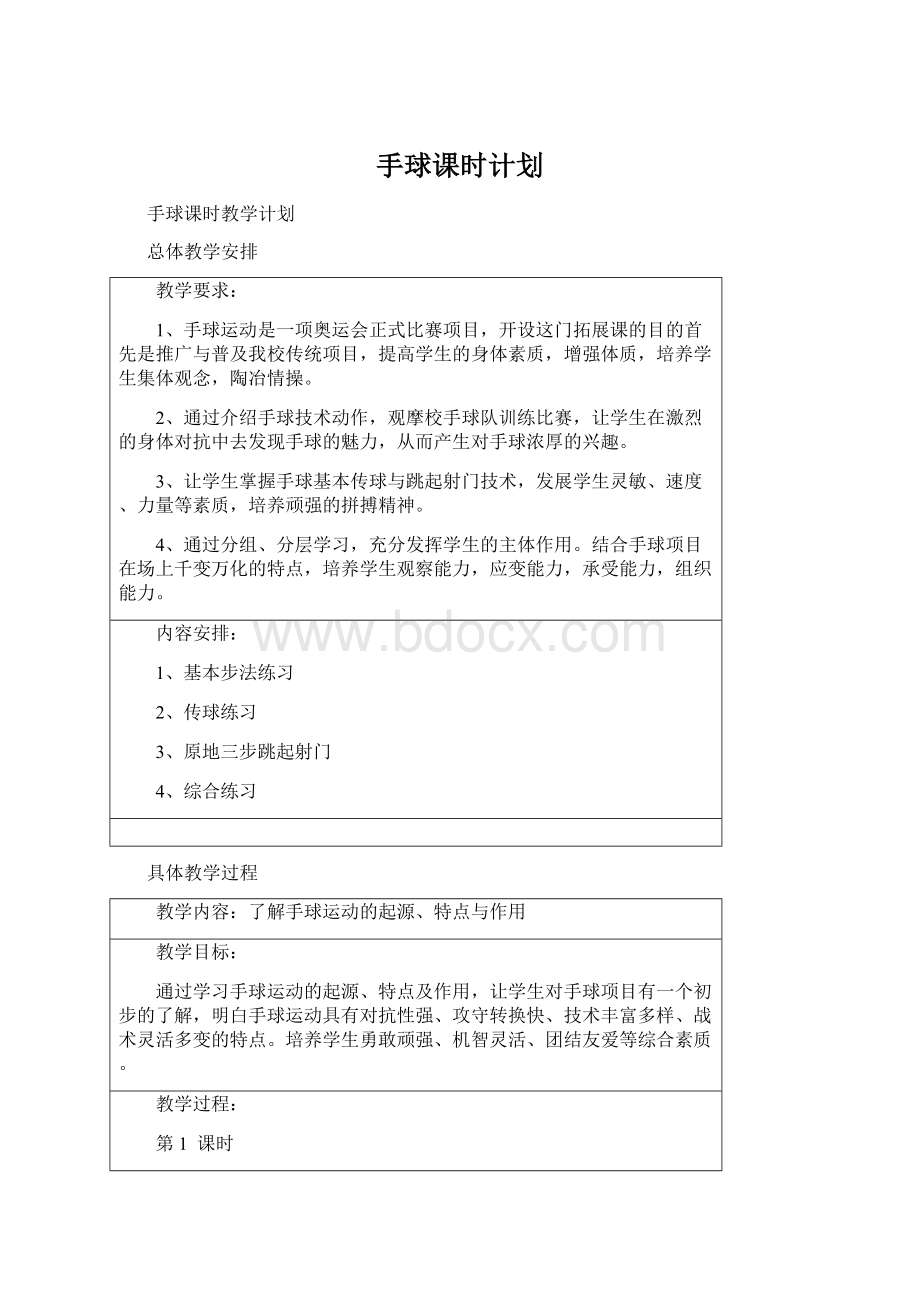 手球课时计划.docx_第1页