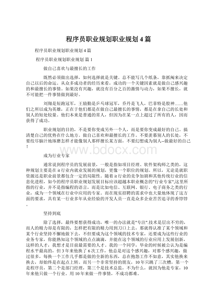 程序员职业规划职业规划4篇.docx