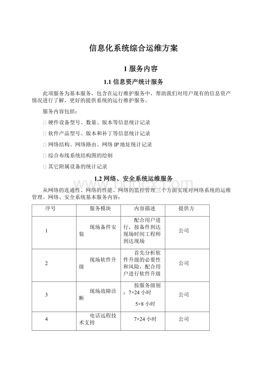 信息化系统综合运维方案Word文档下载推荐.docx