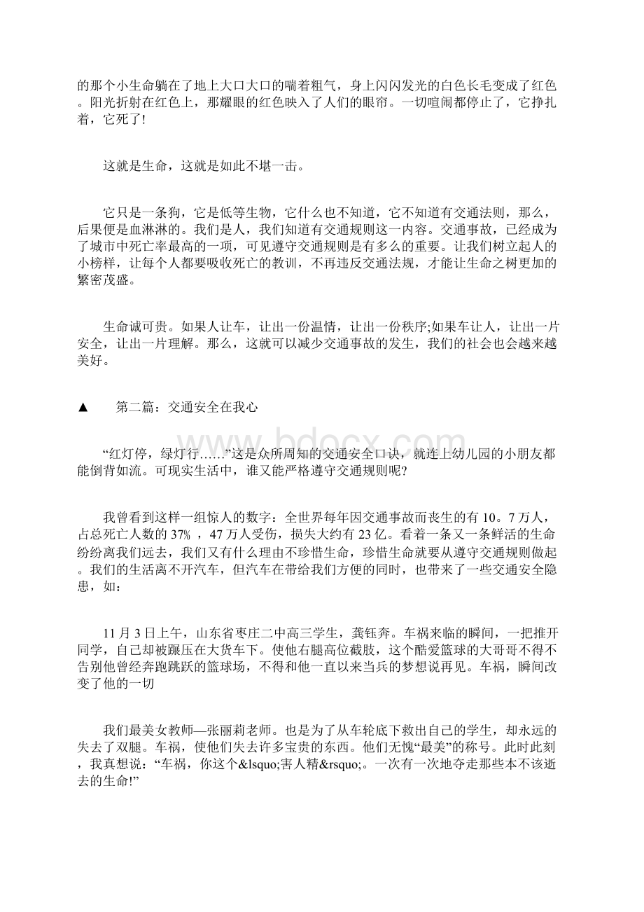 关于交通安全征文交通安全在我心Word格式文档下载.docx_第2页