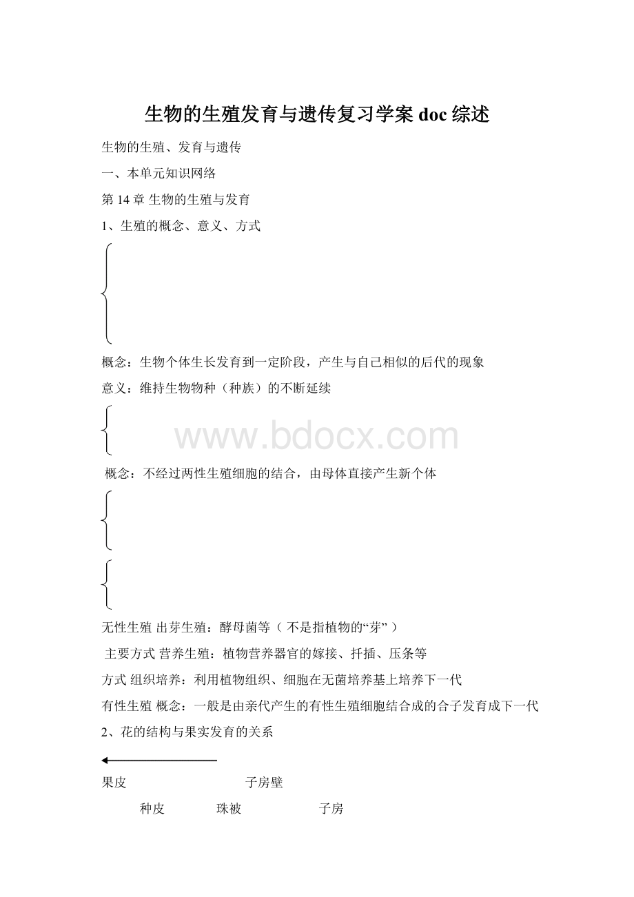 生物的生殖发育与遗传复习学案doc综述.docx_第1页