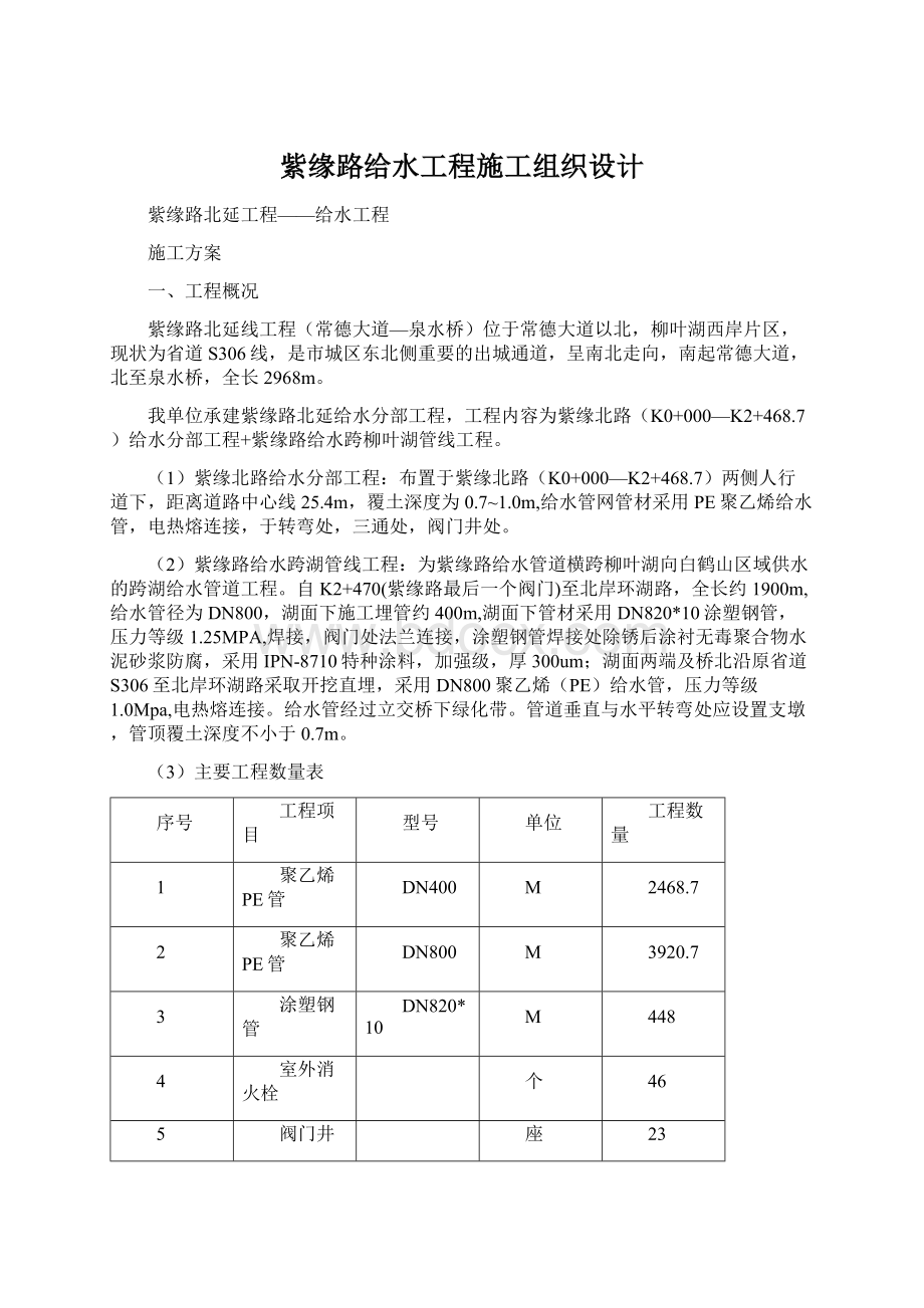 紫缘路给水工程施工组织设计.docx