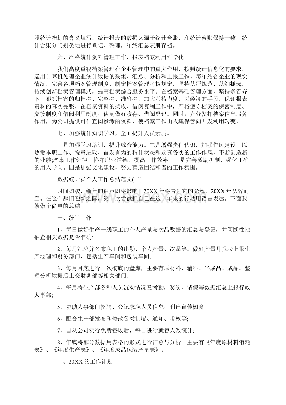 数据统计员个人工作总结范文Word格式文档下载.docx_第2页