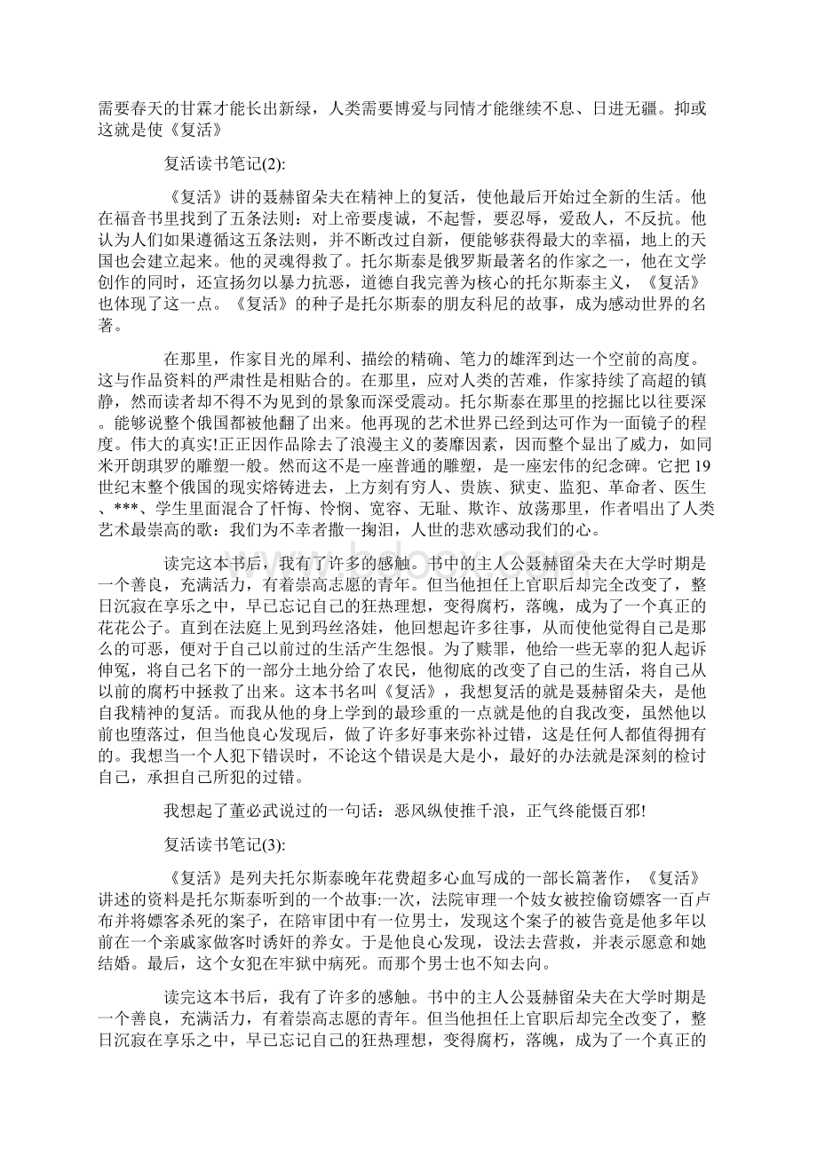 复活读书笔记9篇Word格式.docx_第2页