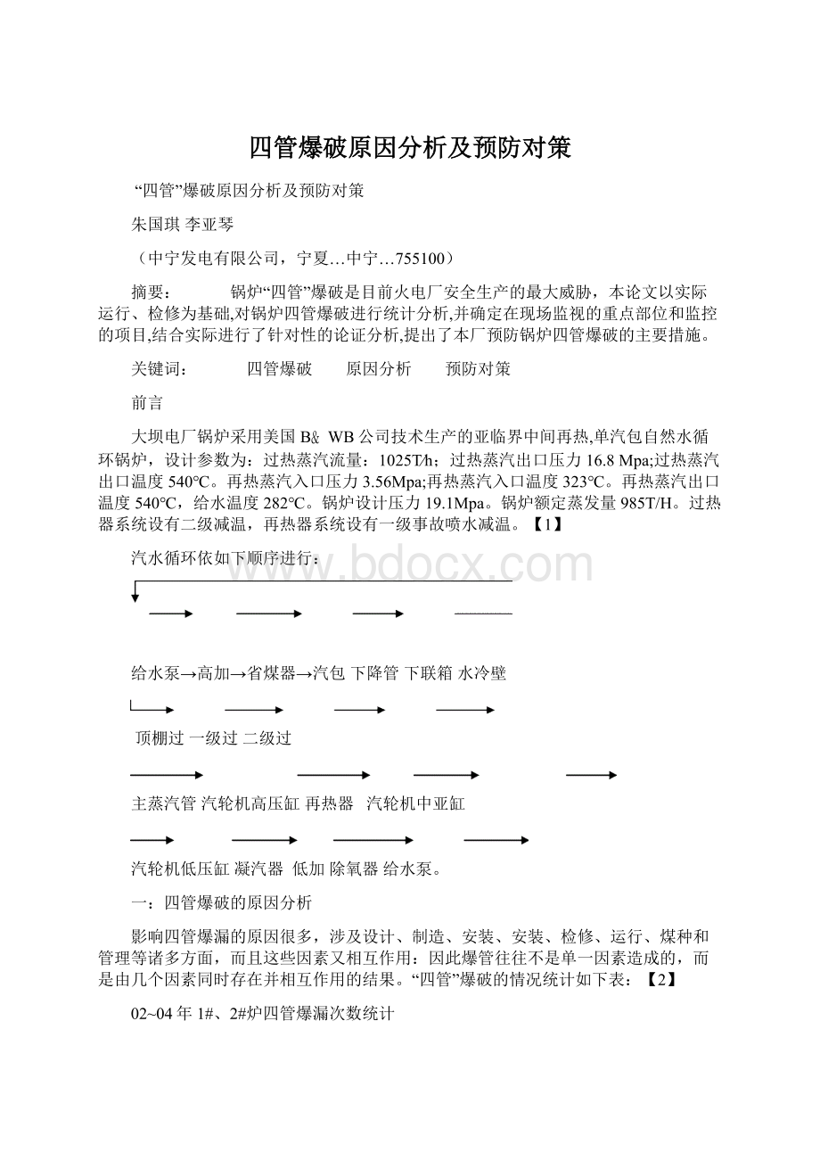 四管爆破原因分析及预防对策Word文件下载.docx