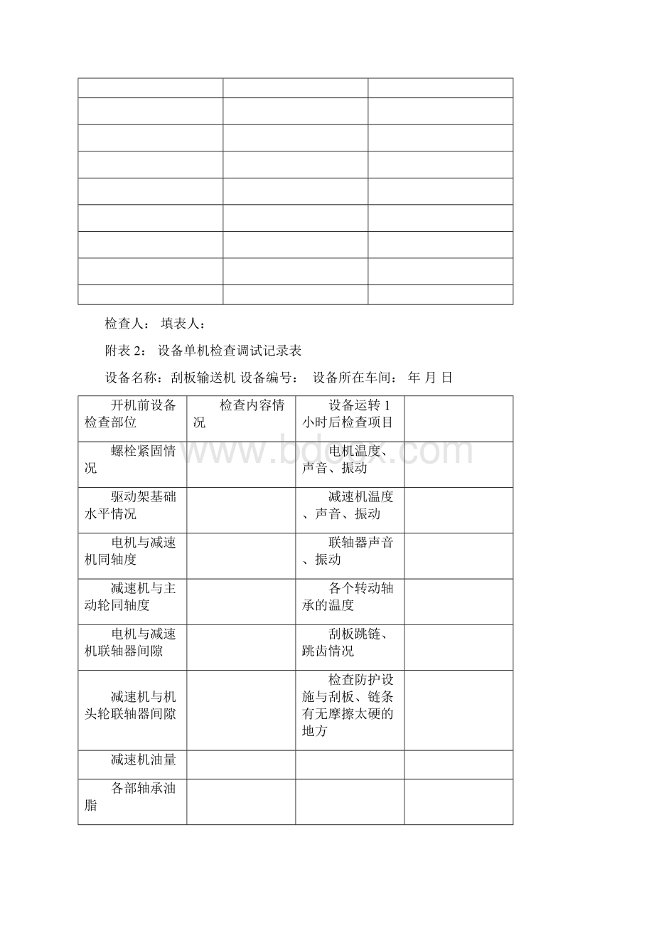 设备单机检查调试记录表docWord格式文档下载.docx_第2页