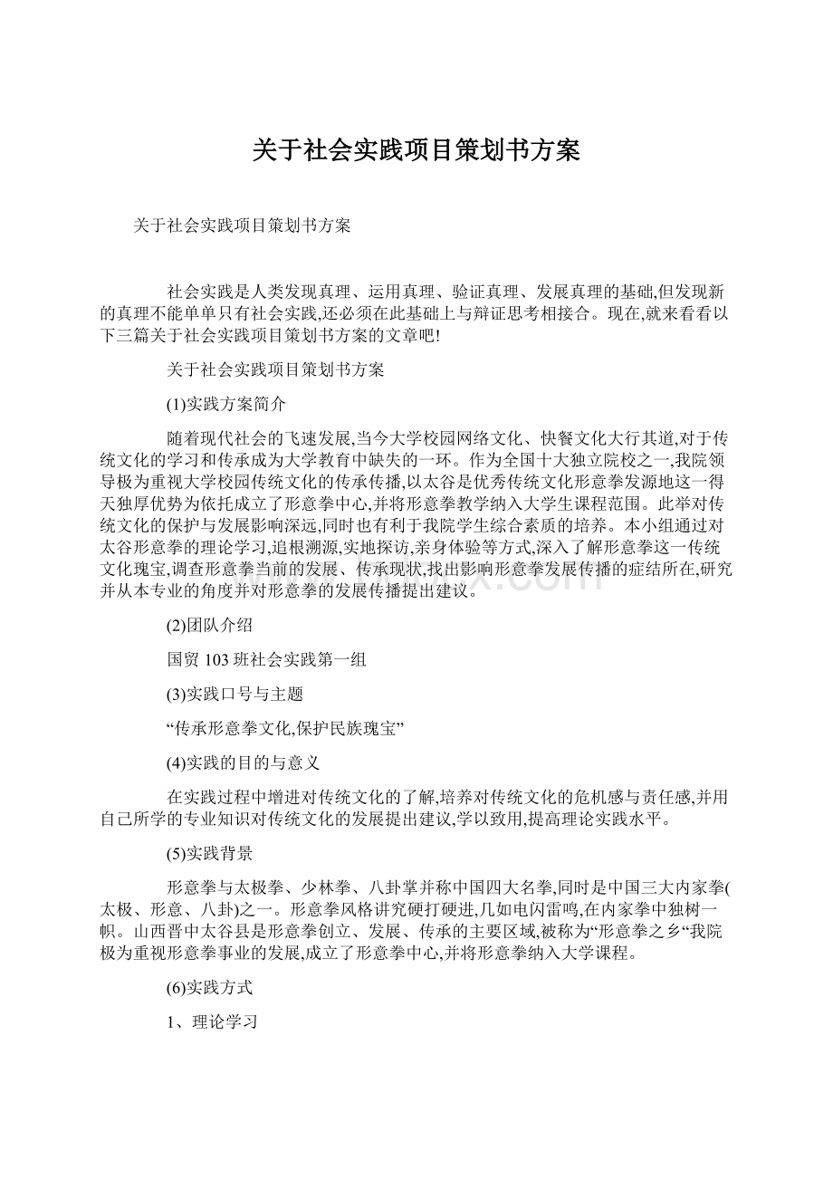 关于社会实践项目策划书方案.docx_第1页