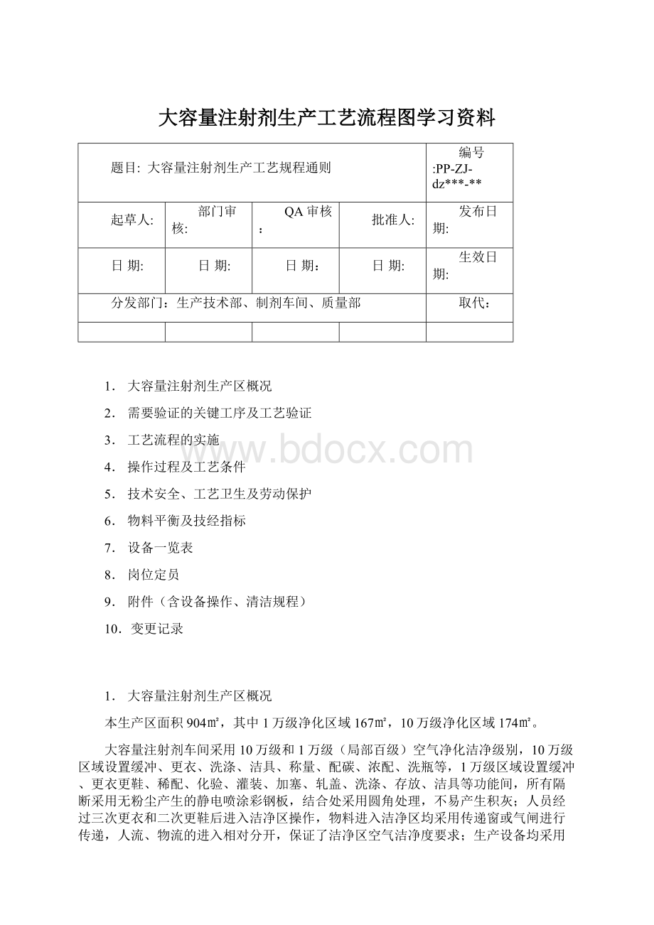 大容量注射剂生产工艺流程图学习资料.docx_第1页