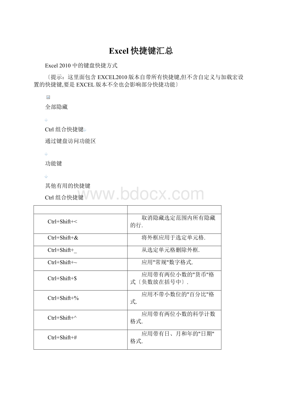 Excel快捷键汇总.docx_第1页