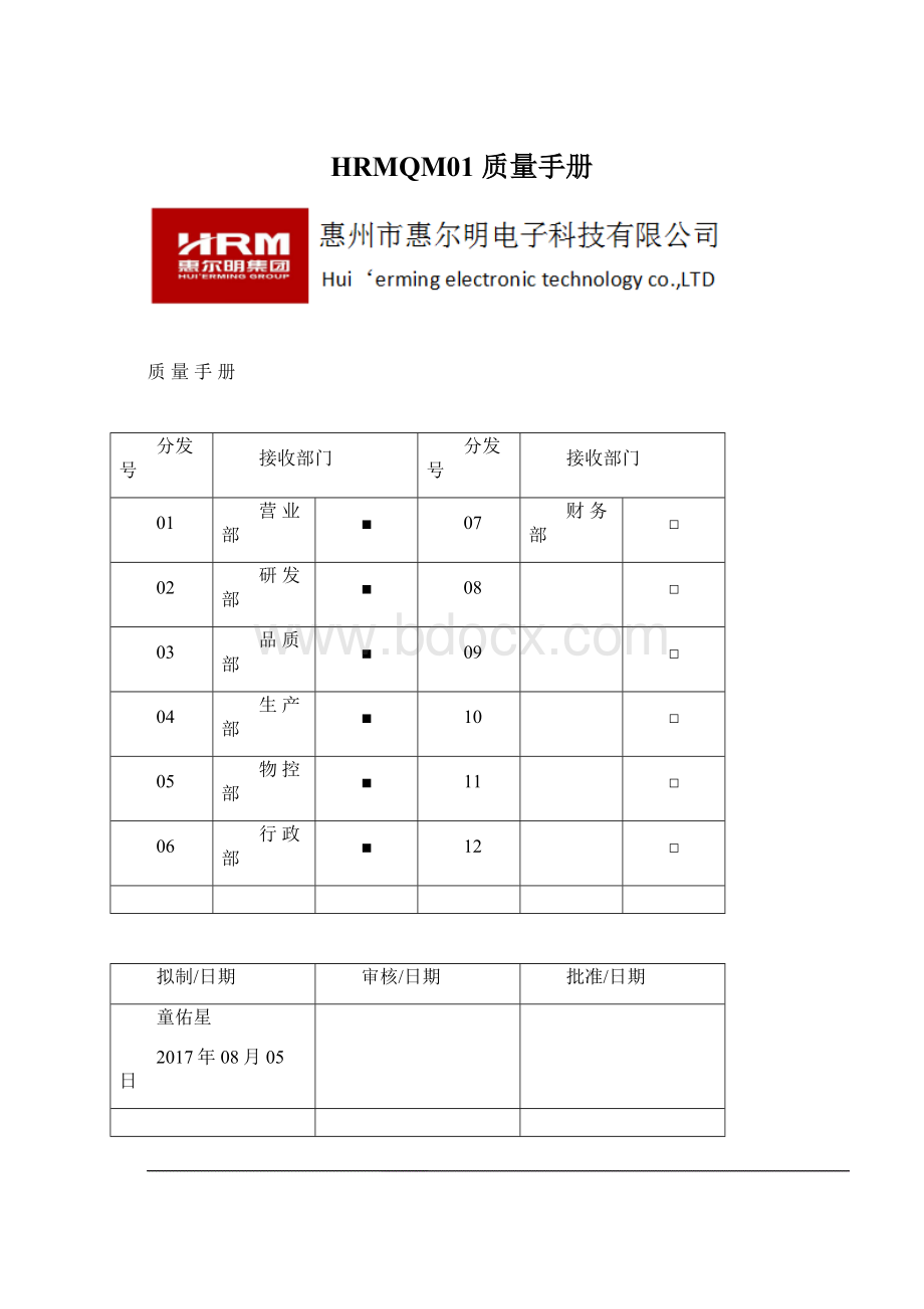 HRMQM01 质量手册.docx_第1页