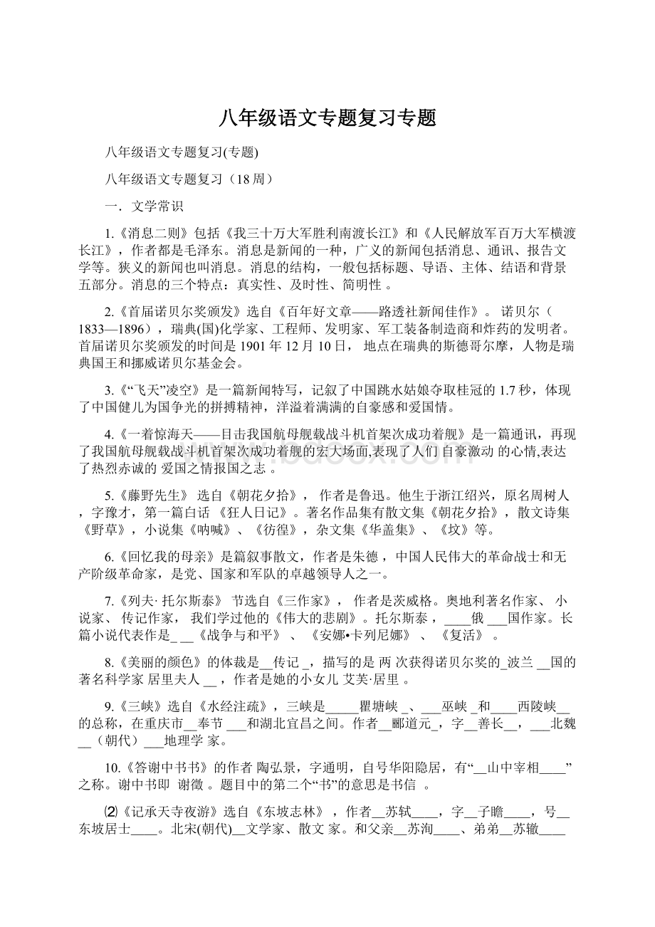 八年级语文专题复习专题.docx