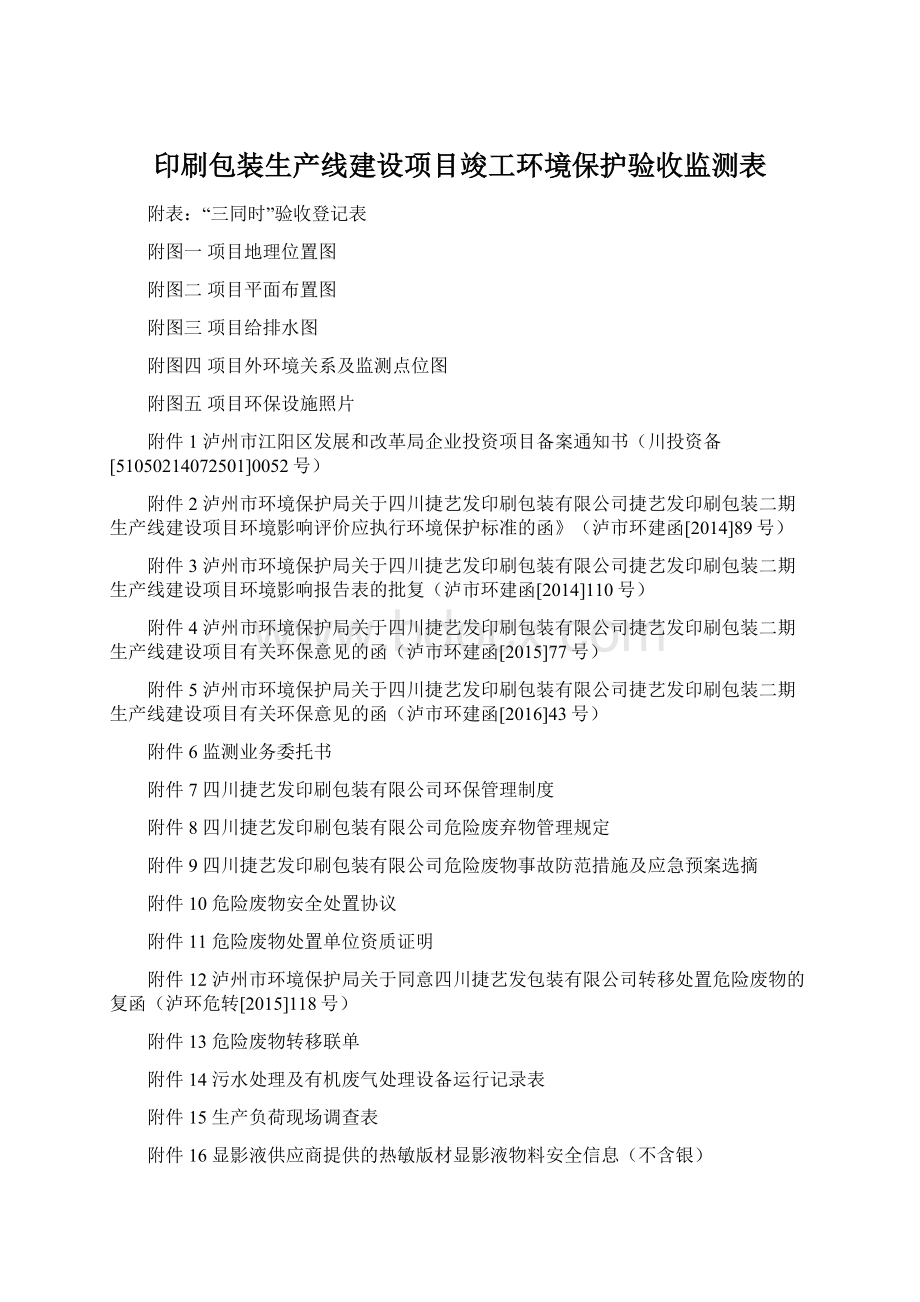 印刷包装生产线建设项目竣工环境保护验收监测表文档格式.docx