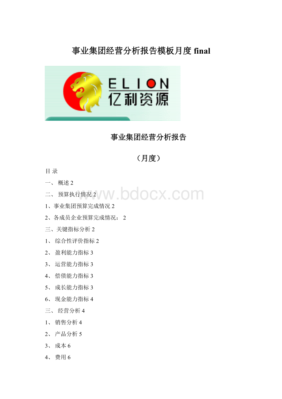 事业集团经营分析报告模板月度final.docx_第1页