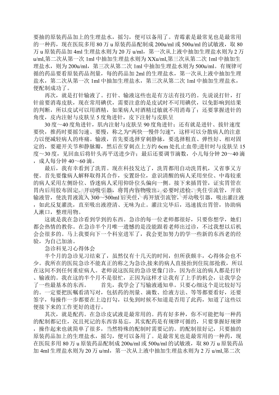 医院急诊科见习报告Word格式文档下载.docx_第2页