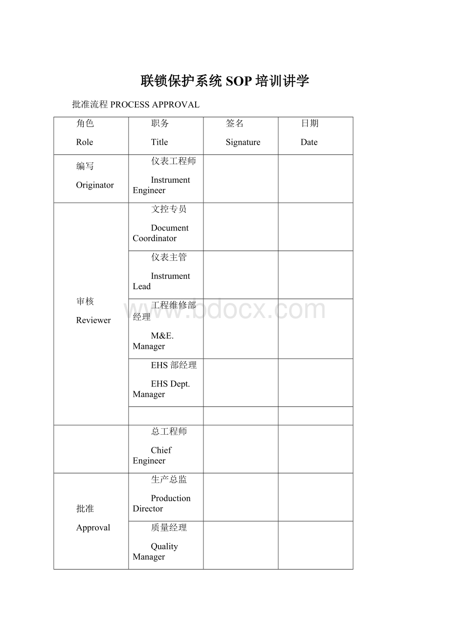 联锁保护系统SOP培训讲学.docx_第1页