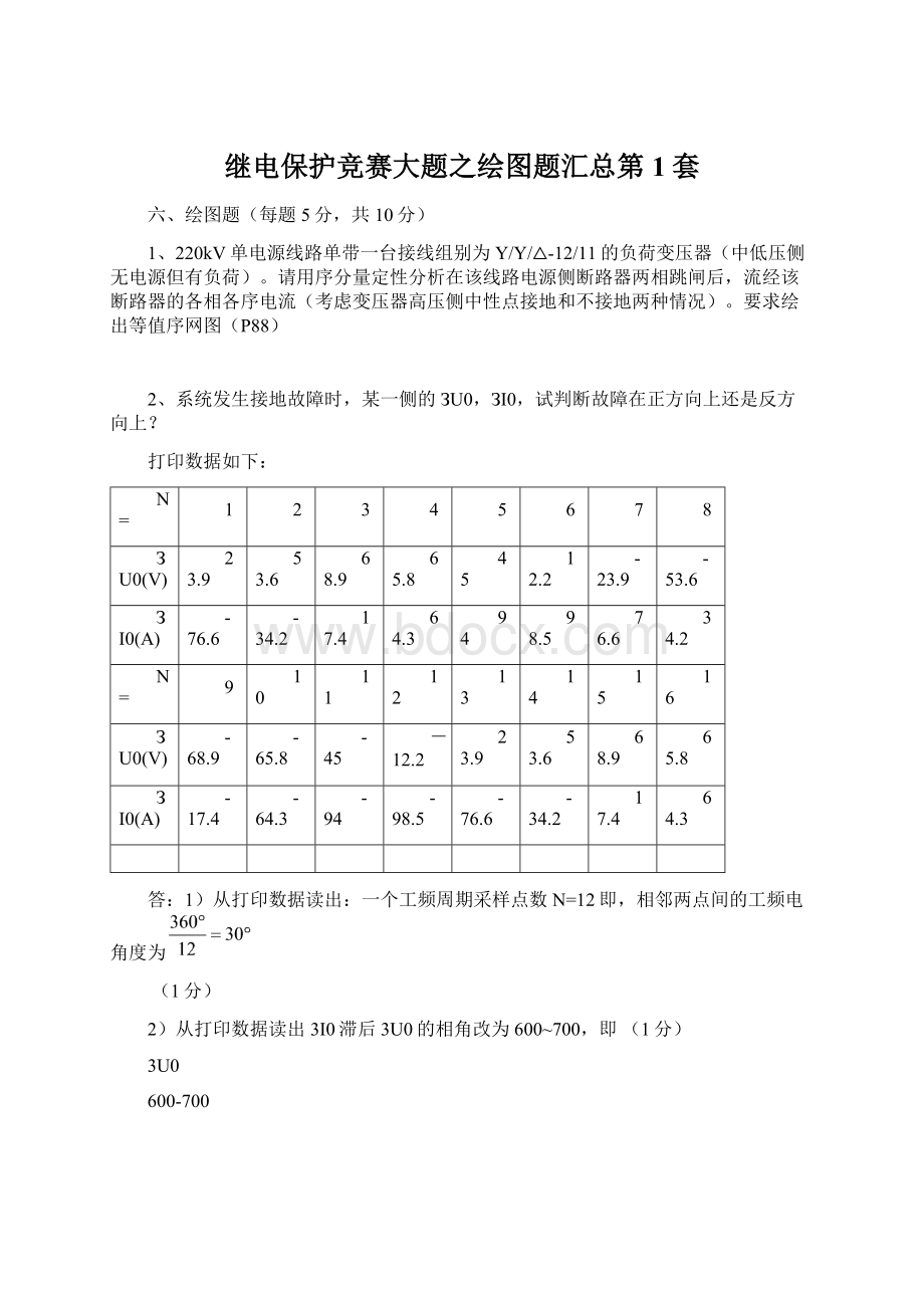 继电保护竞赛大题之绘图题汇总第1套Word文档格式.docx_第1页