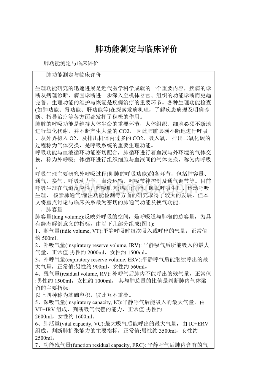 肺功能测定与临床评价文档格式.docx_第1页