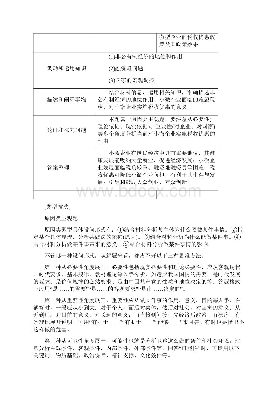 高考政治二轮复习专题二生产劳动与企业经营第二课时主观题对基本经济制度和企业问题的考查学案Word格式文档下载.docx_第2页