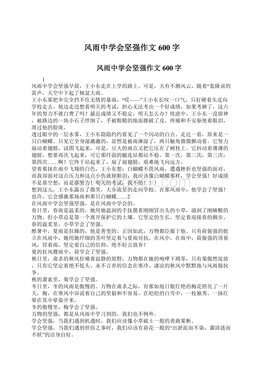 风雨中学会坚强作文600字Word格式.docx_第1页