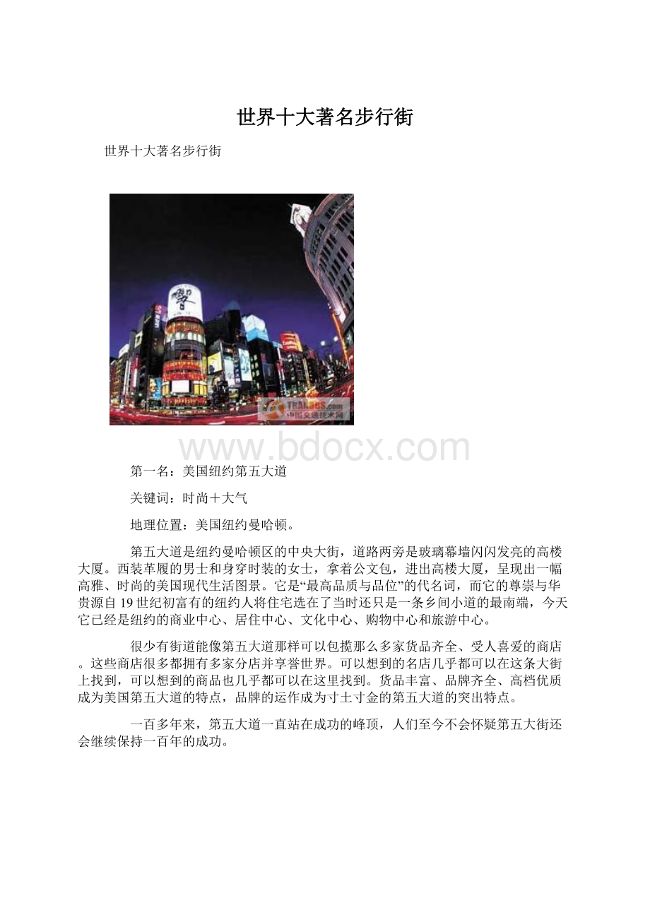 世界十大著名步行街Word格式文档下载.docx_第1页