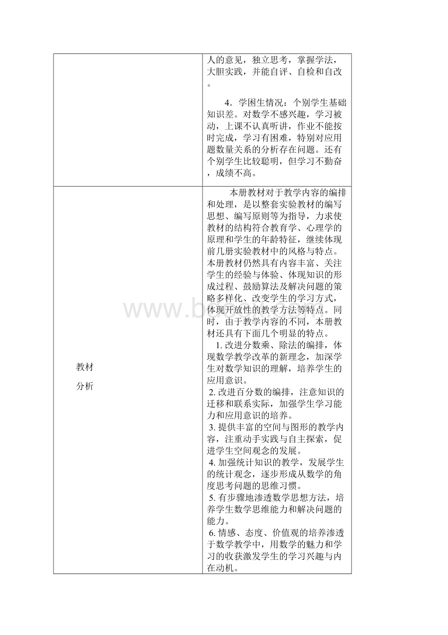 人教版六年级上册数学教学计划含教学进度.docx_第2页