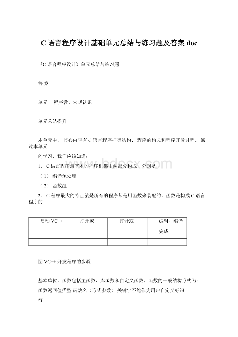 C语言程序设计基础单元总结与练习题及答案doc.docx_第1页