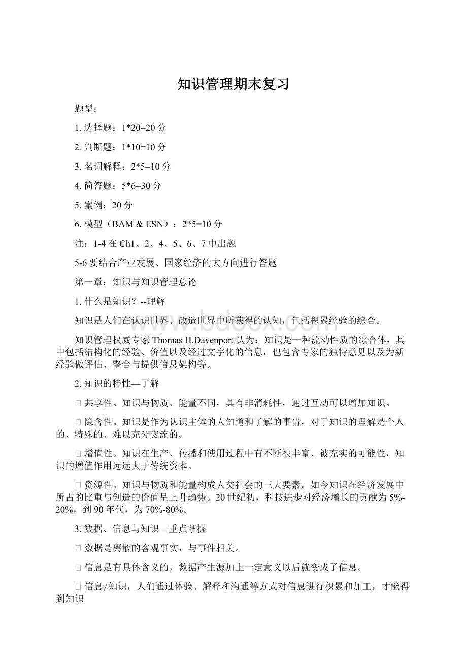 知识管理期末复习Word格式.docx