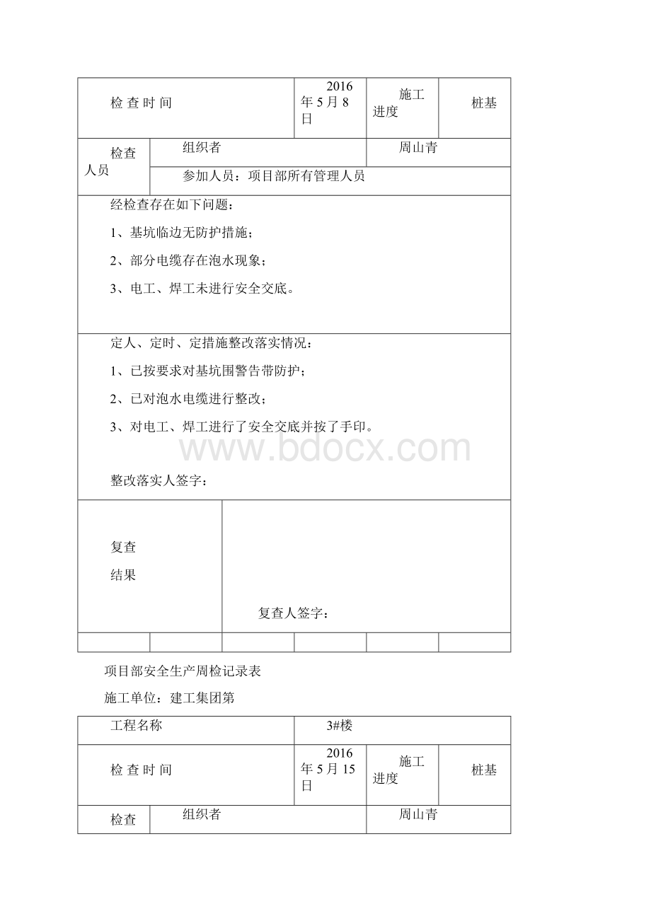 份项目部周检记录表.docx_第3页