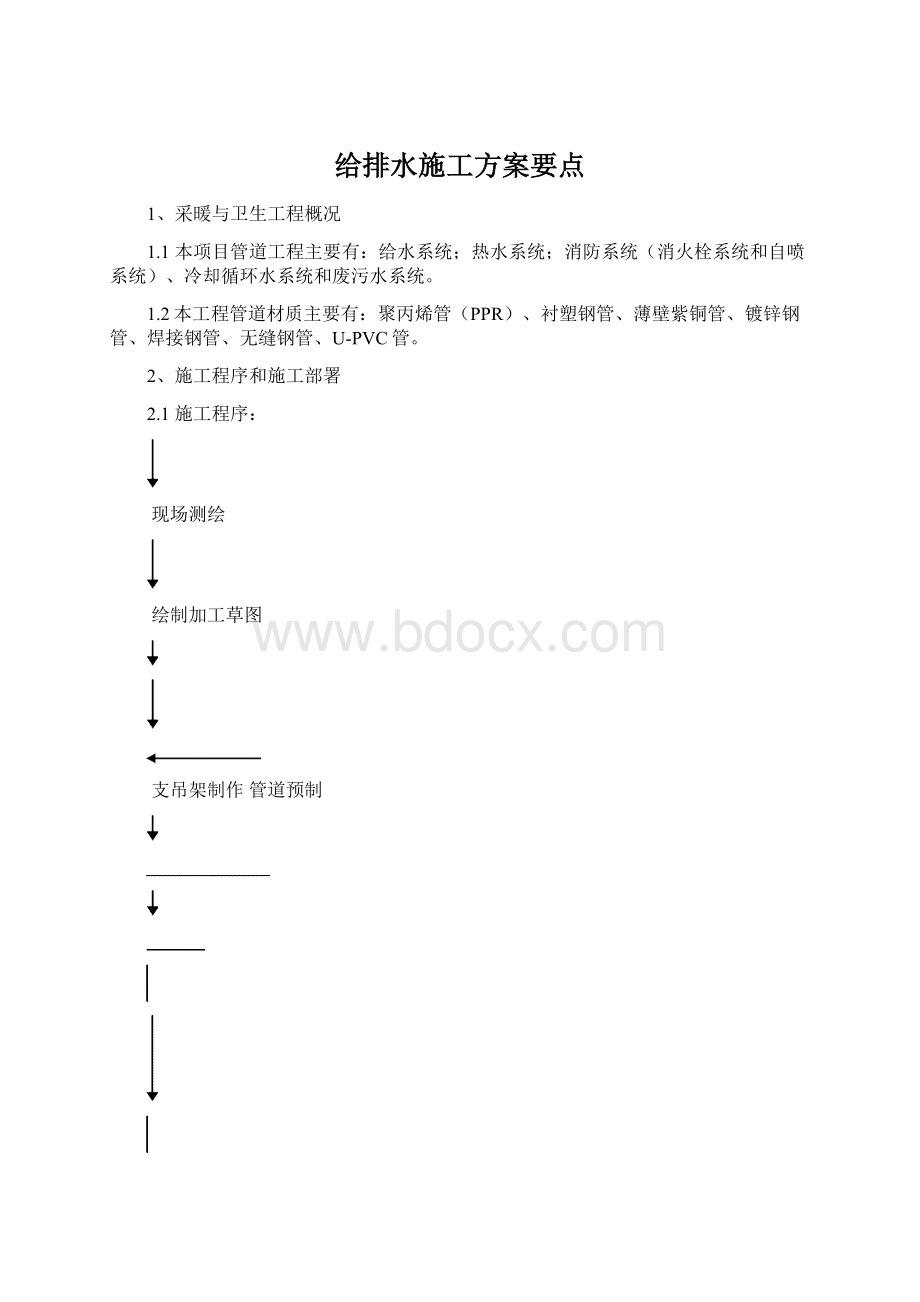 给排水施工方案要点Word文件下载.docx