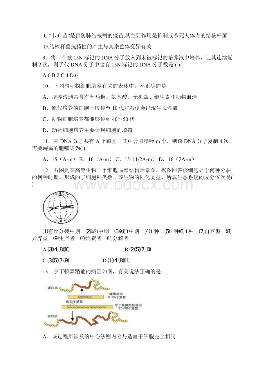 湖北省襄阳市老河口市第一中学学年高二下学期期末考试生物试题.docx_第2页