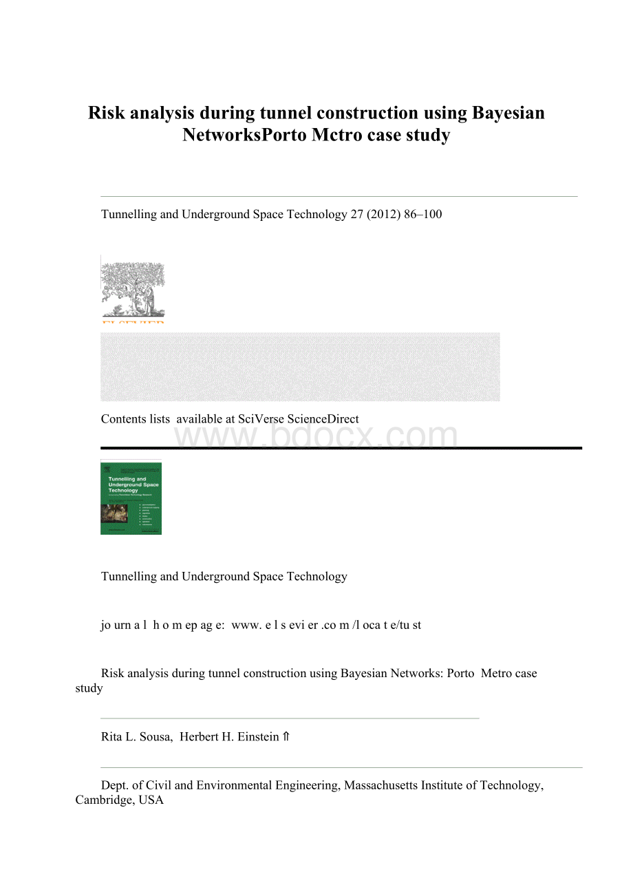 Risk analysis during tunnel construction using Bayesian NetworksPorto Mctro case studyWord格式文档下载.docx_第1页