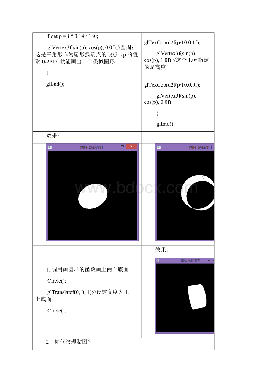 实验三基于OpenGL的圆柱绘制OpenGL纹理光照课件资料.docx_第2页