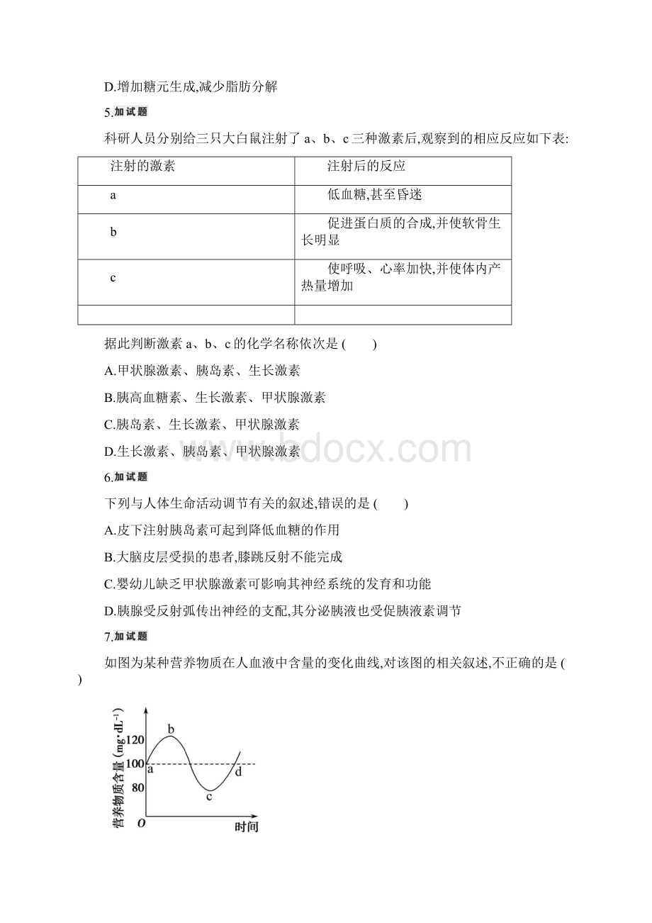 提升训练313高等动物的内分泌系统与体液调节.docx_第2页