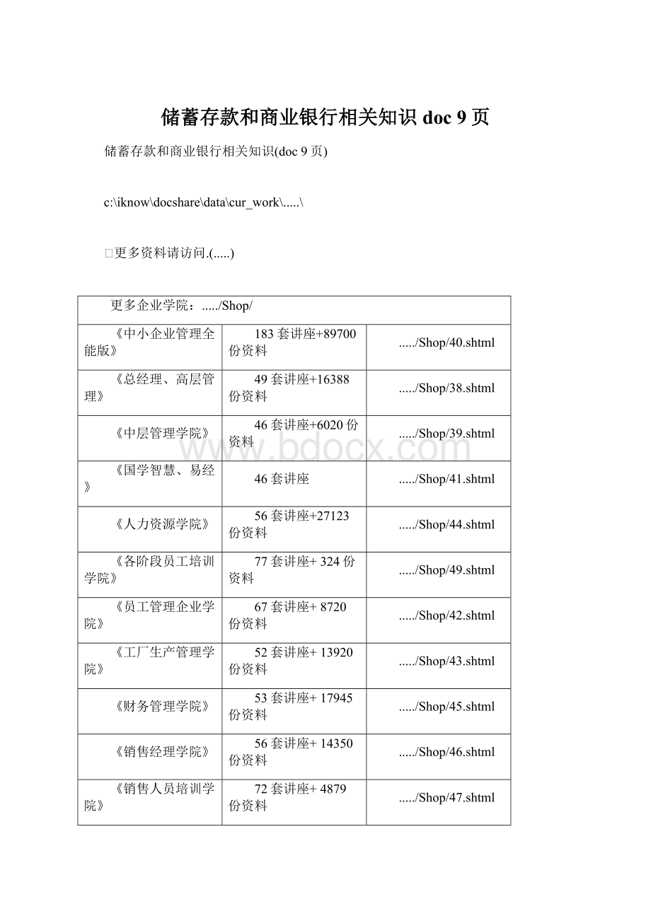 储蓄存款和商业银行相关知识doc 9页.docx_第1页