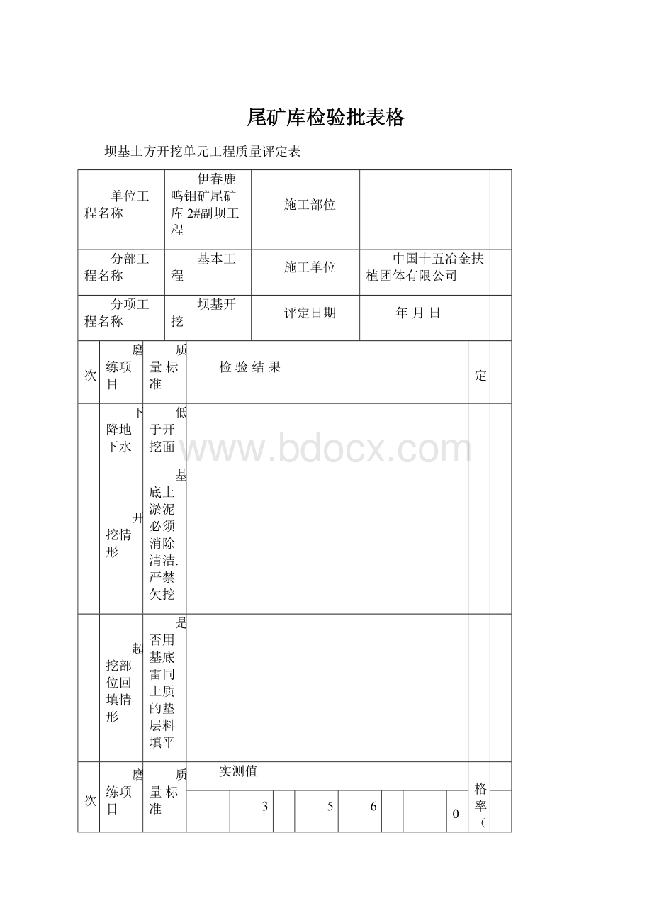 尾矿库检验批表格.docx_第1页