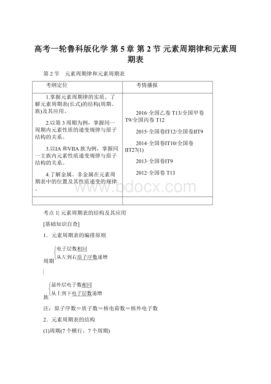 高考一轮鲁科版化学 第5章 第2节 元素周期律和元素周期表Word文件下载.docx