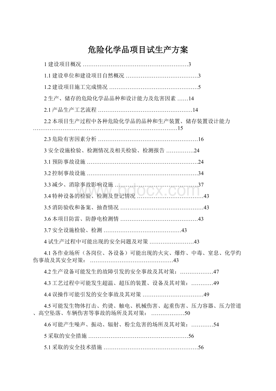 危险化学品项目试生产方案Word文件下载.docx_第1页