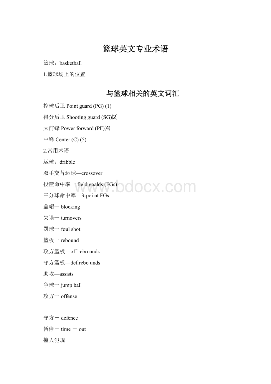 篮球英文专业术语Word格式.docx_第1页