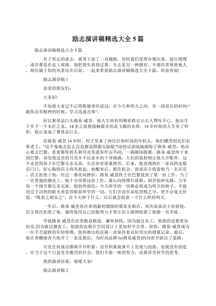 励志演讲稿精选大全5篇.docx