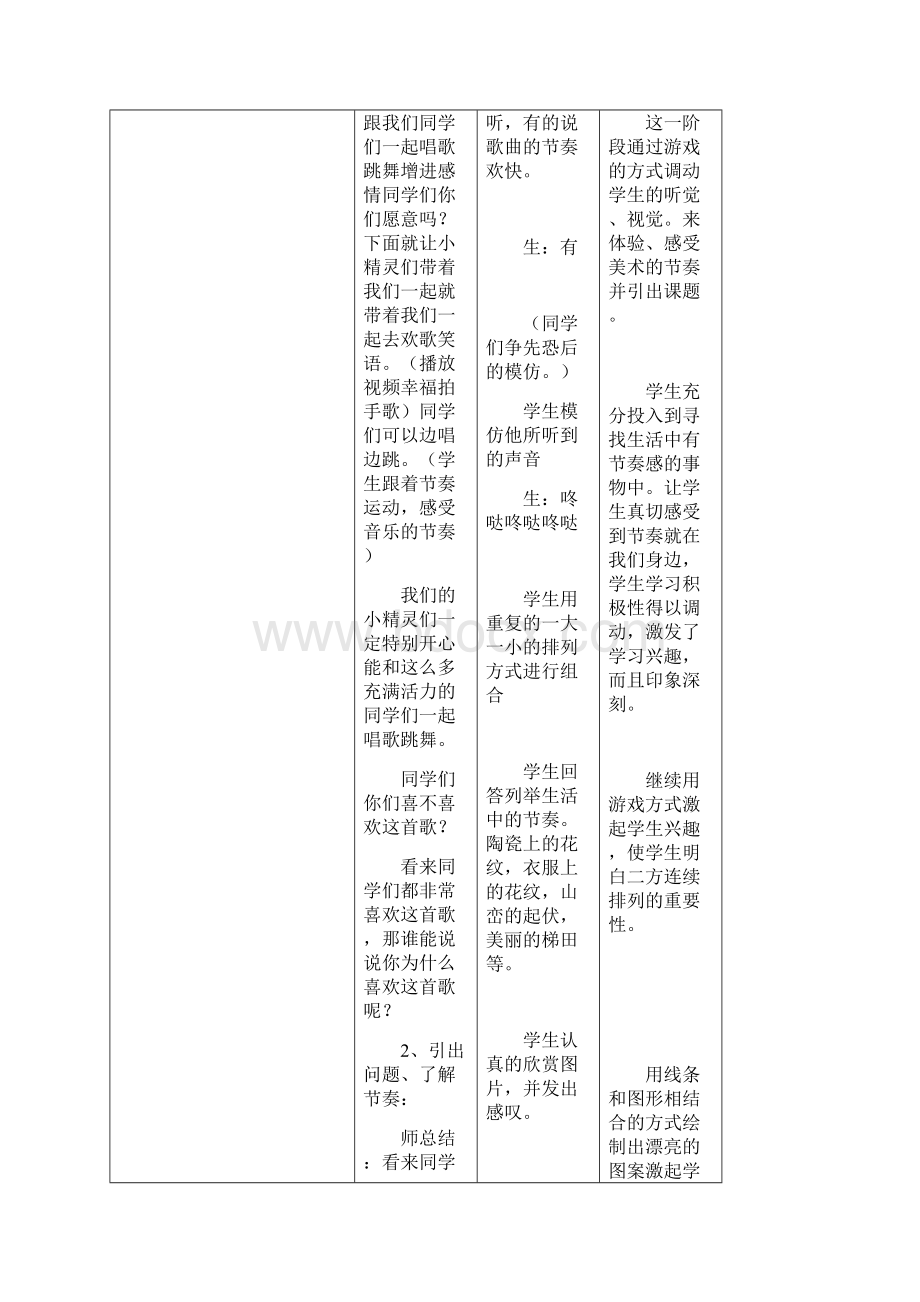 人教版小学美术四年级上册《美术的节奏》教案设计文档格式.docx_第3页