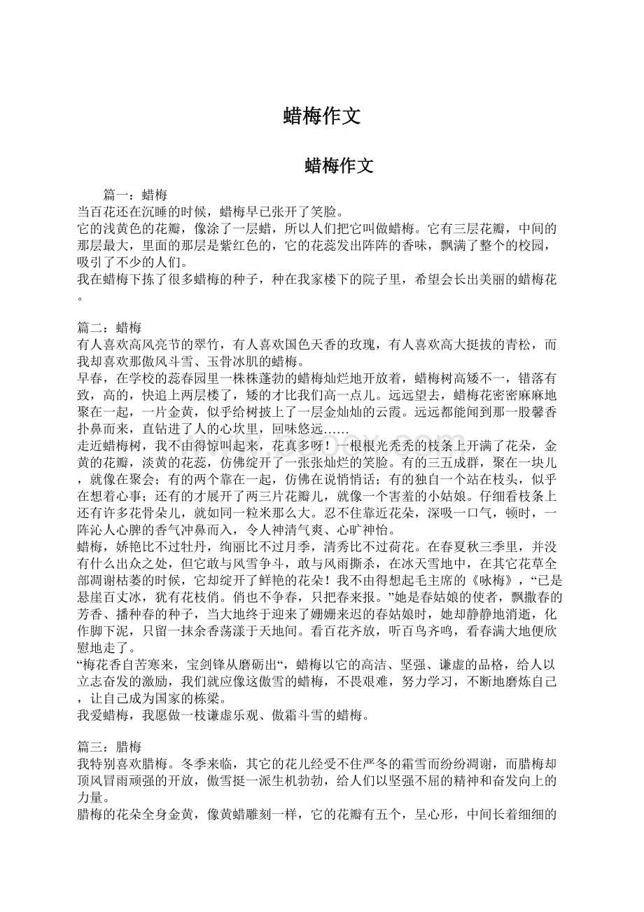 蜡梅作文Word格式文档下载.docx_第1页