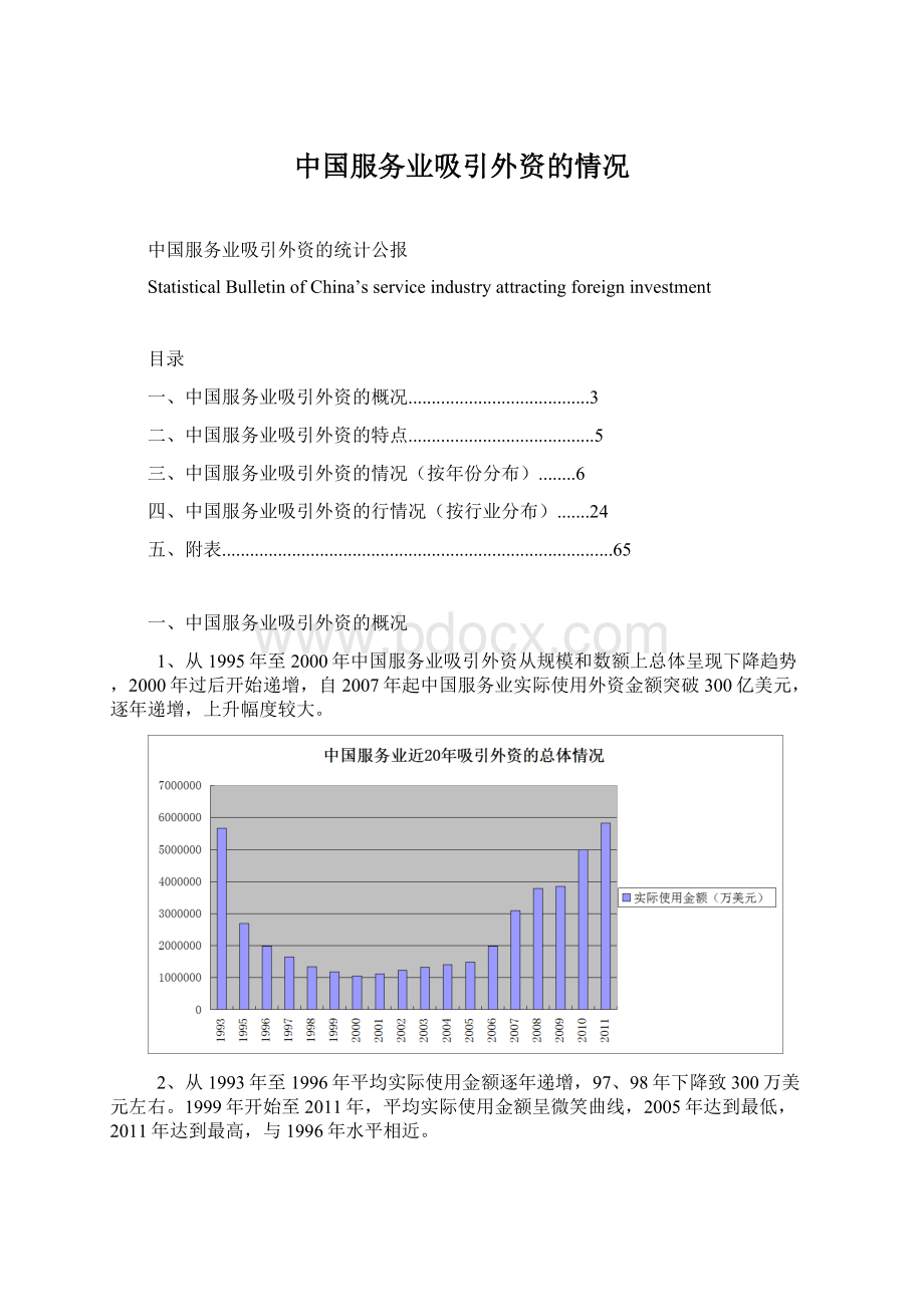 中国服务业吸引外资的情况.docx