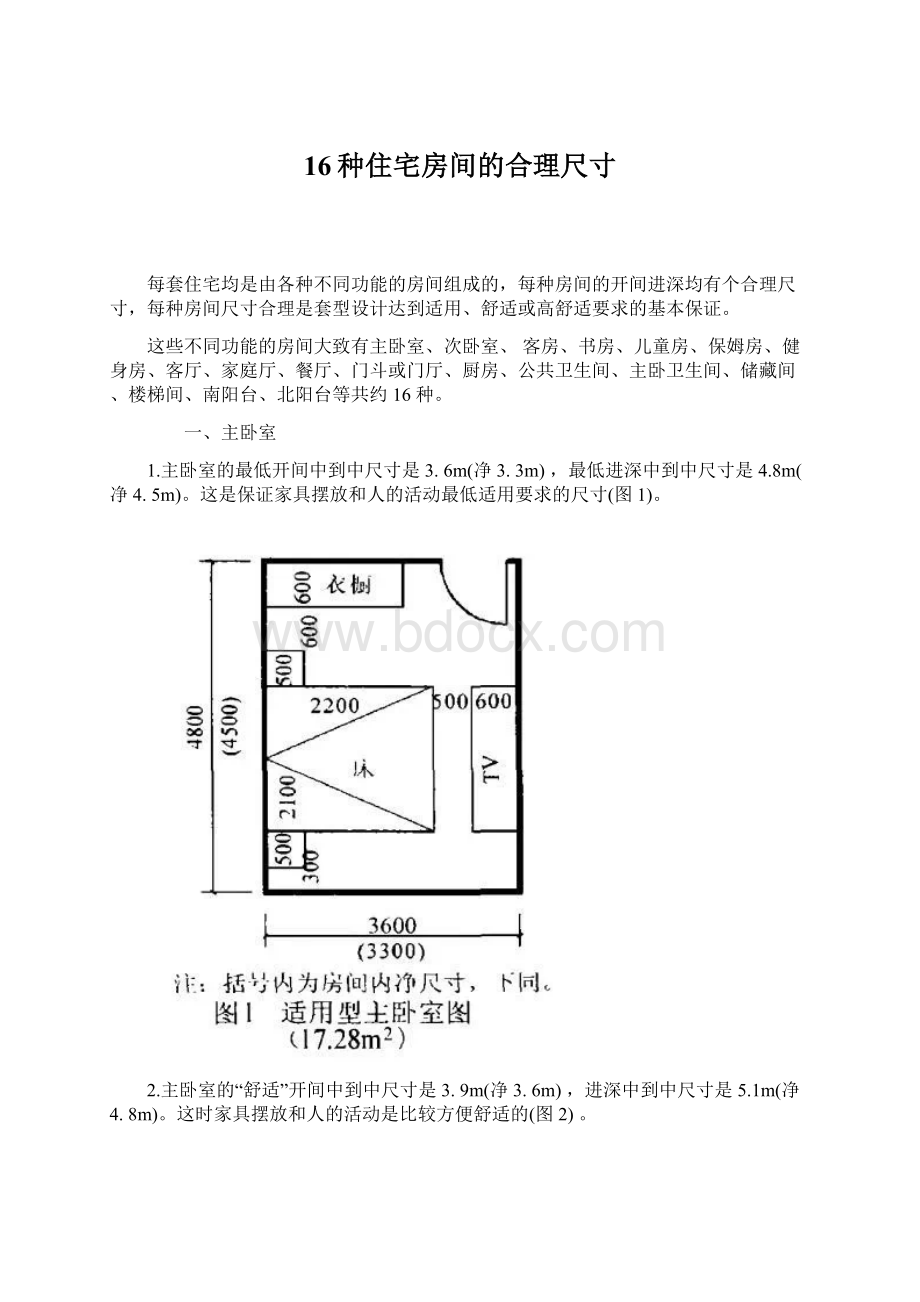 16种住宅房间的合理尺寸Word文档下载推荐.docx